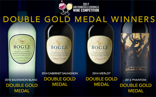 Bogle wines honored with several DOUBLE GOLD MEDALS by the San Francisco Chronicle