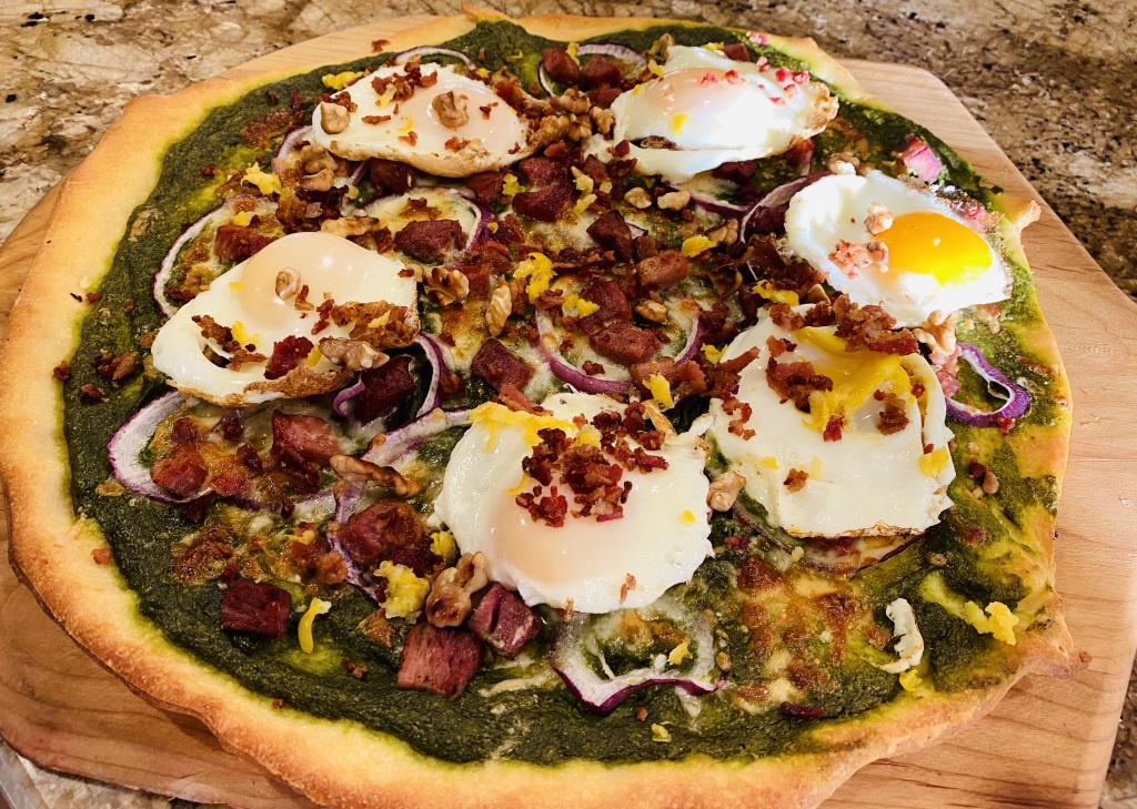 Greens, Eggs & Ham Pizza by Brier N.