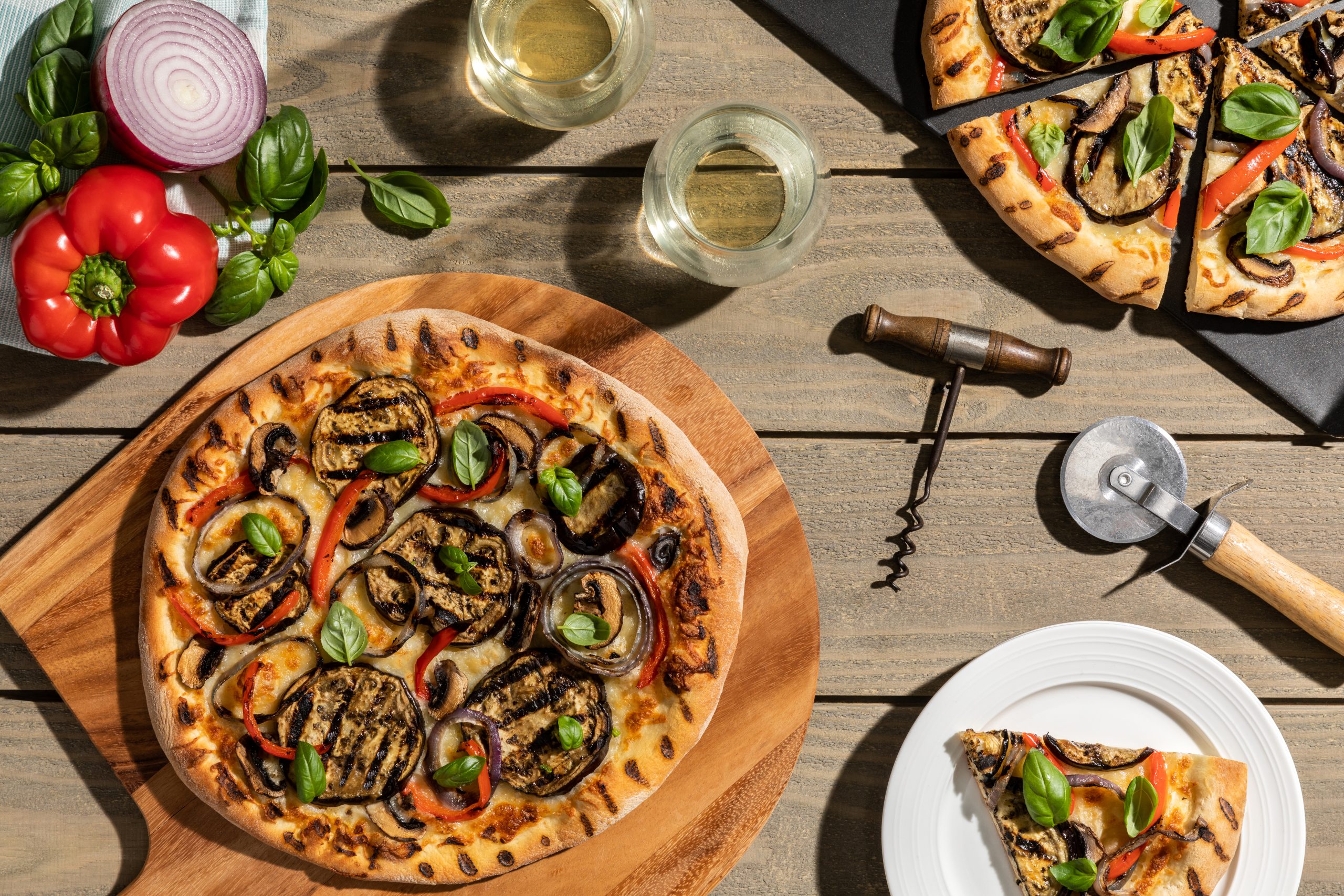 Grilled Vegetable and Fontina Pizza